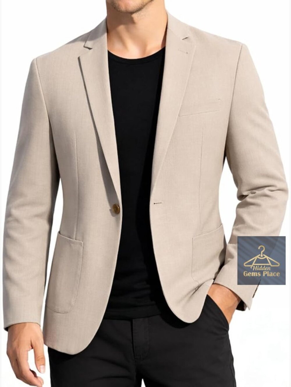 Mens Casual Blazer One Button Suit Jacket Lightweight Sport Coat